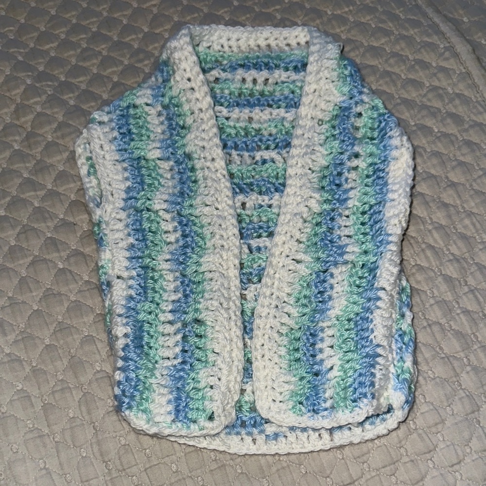 Handmade Blue and Green Crochet Vest